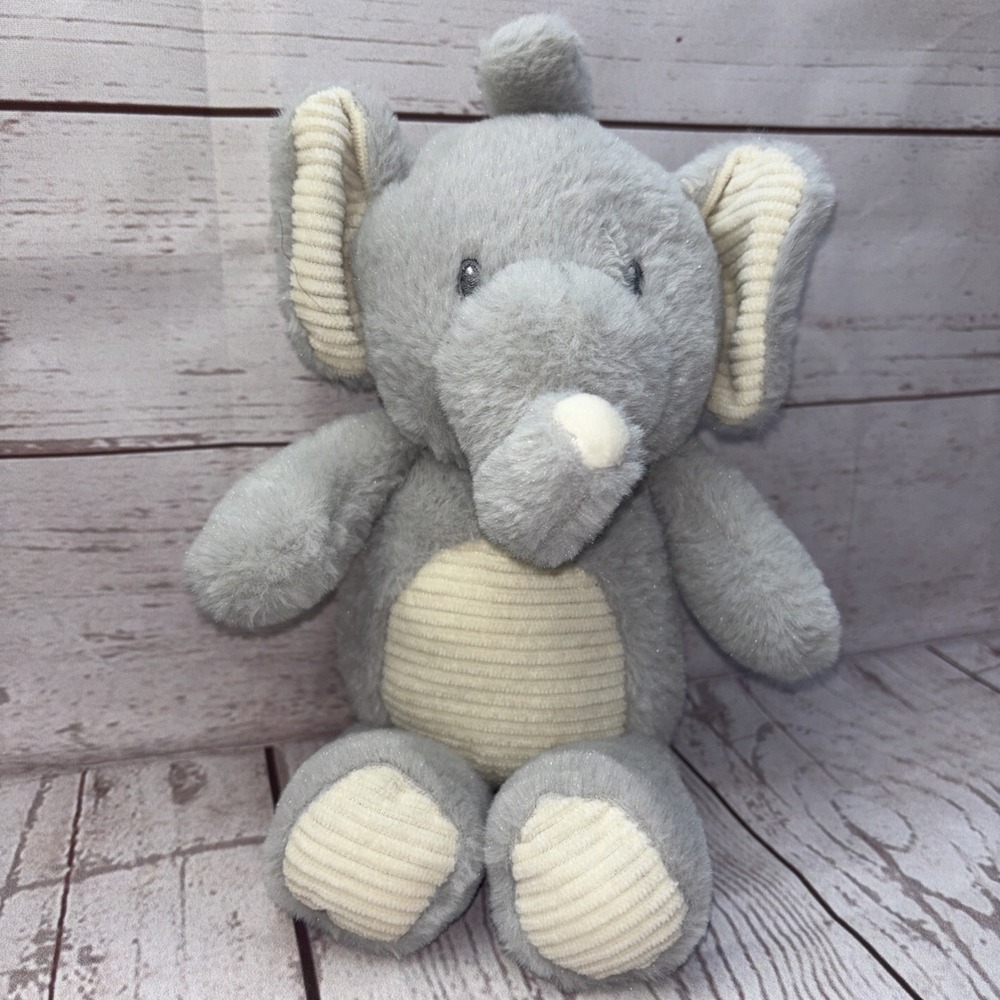 Linzy Baby Lovey Plush Elephant Rattle Stuffed Animal Soft Gray Toy